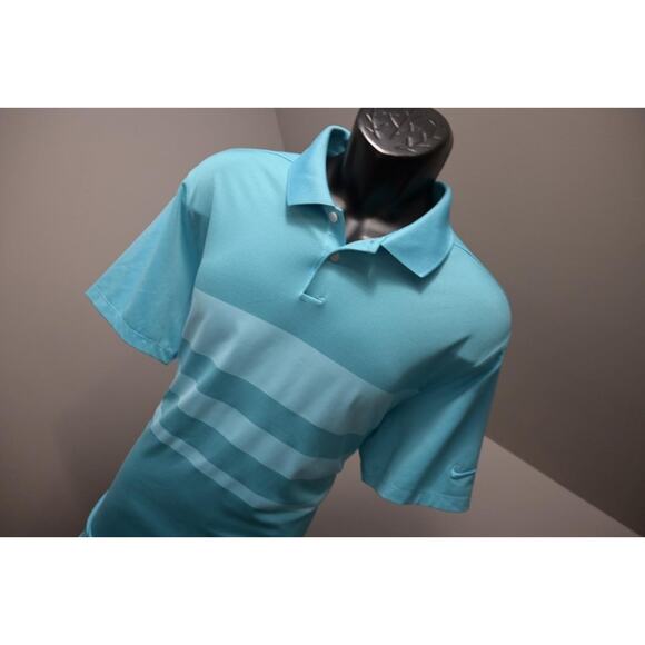 Nike Golf Polo Dri Fit Standard Fit Striped Short Sleeve Shirt Mens Sz Large - Picture 4 of 8